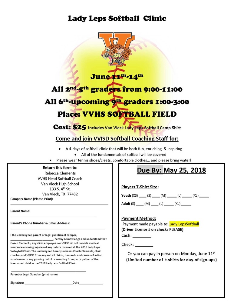 Lady Leps Softball Clinic