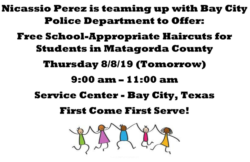 Free School-Appropriate Haircuts for Students at the Service Center - Bay City, Texas - Thursday 8-8-19
