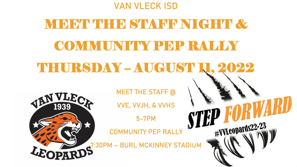 Meet the Staff Night & Community Pep Rally 81122 Van Vleck Junior High