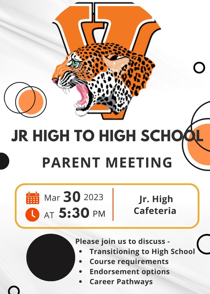 Jr. High to High School Parent Meeting Van Vleck Junior High