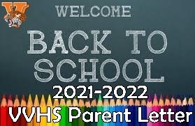 VVHS Start of School Parent Letter 2021-2022