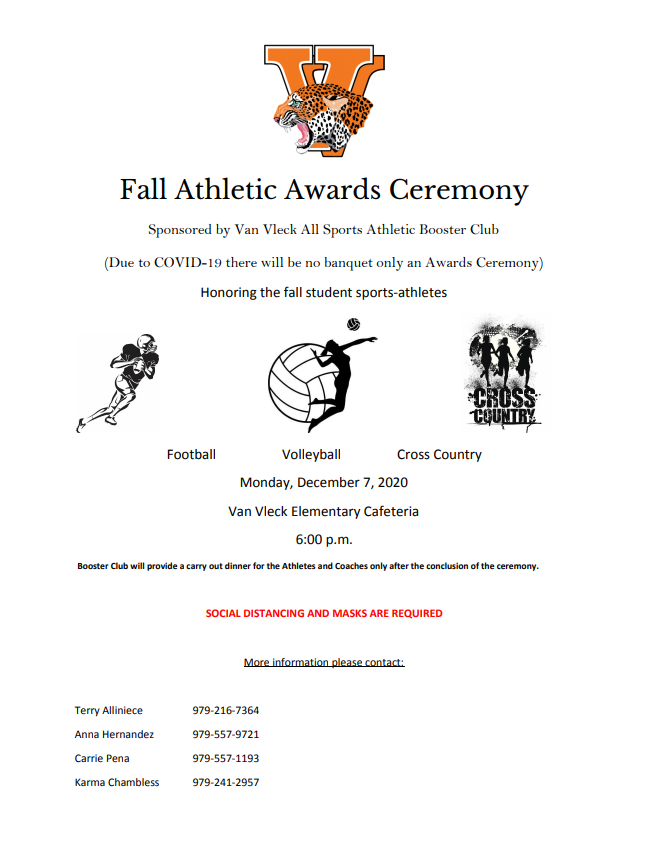 Fall Athletic Awards Ceremony Van Vleck High School