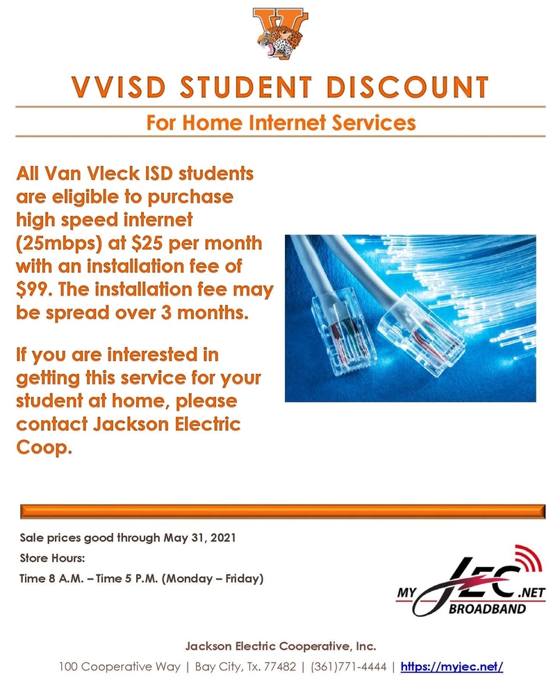 Discounted Internet Service for ALL VVISD Students